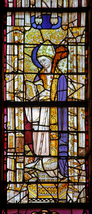 Window w10 depicting a saint / bishop (stained glass)