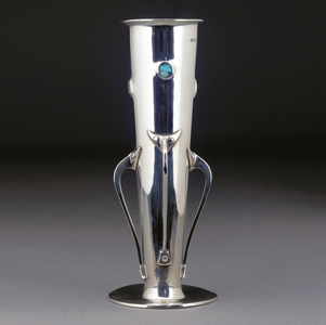 A Cymric silver and turquoise vase, 1901 (silver, enamel)