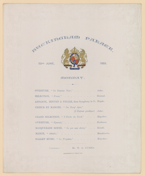 Buckingham Palace, Concert Programme, 22 June 1868 (printed material)