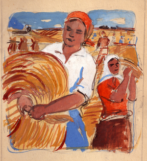 Harvest, 1957 (gouache on paper)
