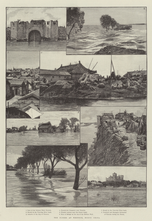 The Floods at Tientsin, North China (engraving)