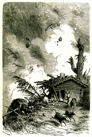 Avalanche in the Alps, 1890 (engraving)