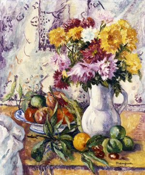 Chrysanthemums and Fruit, 1939 (oil on canvas)