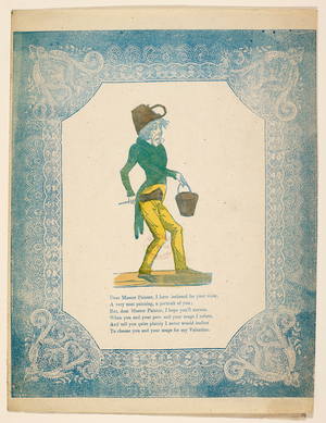 Illustration on a Valentine's card. An unflattering card for a painter.