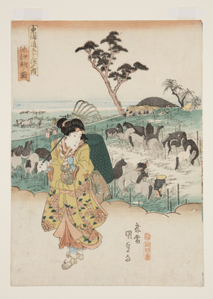View of Chiry? (Chiry? no zu) (colour woodblock print)