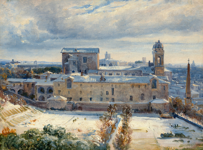 Santa Trinità dei Monti in the Snow, 1825-1830 (oil on paper on canvas)