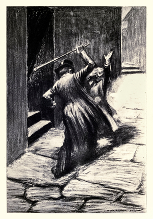 Clubbed him to the earth' from the 'Strange Case of Dr Jekyll and Mr Hyde' by Robert Louis Stevenson (1850-1894) illustrated by Charles Raymond Macauley (1871-1934)
