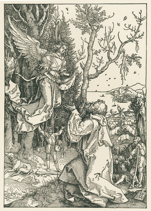 The Angel bringing the message to Joachim, c.1504 (woodcut)