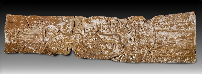 Egyptian art: Scene of the transport of a big stone, Maasara, XVIII Dynasty (stone)