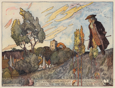 Illustration for The Deserted Village by Oliver Goldsmith (colour litho)