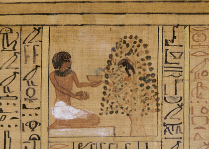 Tree-goddess offers vivifying waters to the deceased (mural painting)