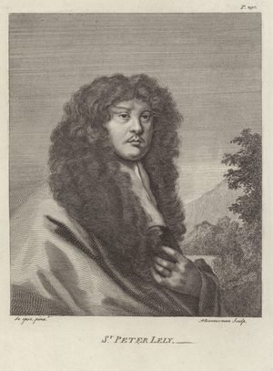 Sir Peter Lely, Dutch portrait painter born Pieter van der Faes (engraving)