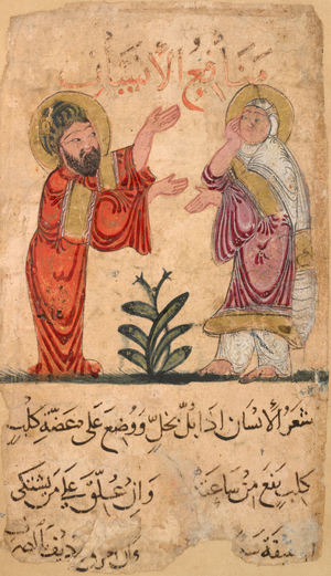 Man and woman in conversation.