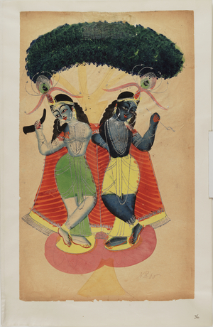 Krishna and Balarama, c.1875 (watercolour)