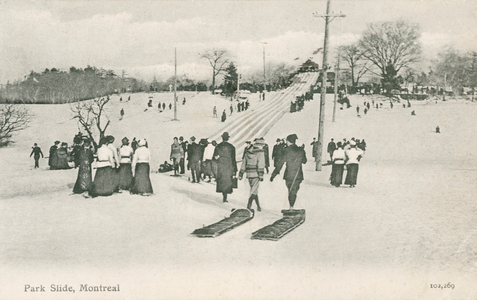 Toboggan slide, Montreal, Canada (b/w photo)
