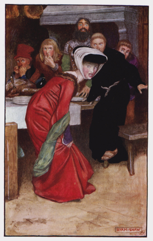 Illustration for The Cloister and The Hearth by Charles Reade (colour litho)