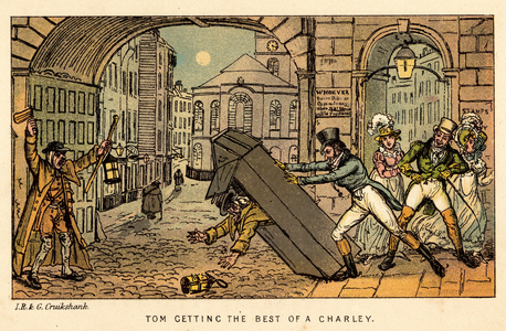 Tom getting the best of a Charley (colour litho)