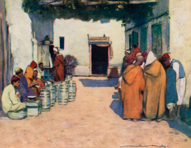 A Courtyard (colour litho)