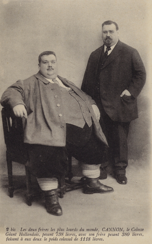 The two heaviest brothers in the world, weighing a total of 1118 pounds (b/w photo)
