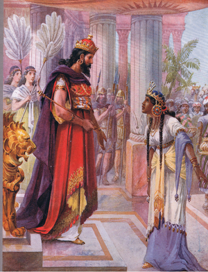 Solomon and the Queen of Sheba, from Bible Stories for Catholic Children pub.by Sands and Company, 1911 (colour litho)