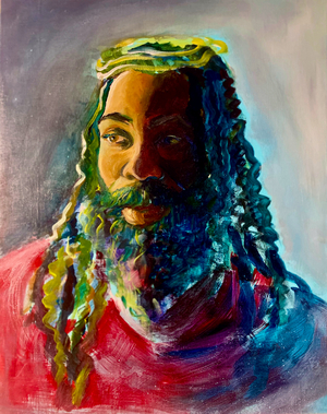In His Image Alt. (Black Jesus), 2019 (print on glass)