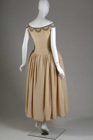 Robe de Style, 1927 (back oblique view), Silk moiré, glass beads, pearls, metallic thread, Jeanne Lanvin, France