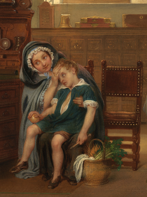 Detail of the Pharmacy at Saint-John's Hospital (oil on panel) 