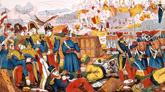 Conquest of Algeria by France : capture of Constantine in 1837 : death of French general Damremont, engraving