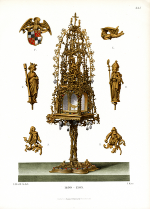 Late Gothic Reliquary with Saint Figures (chromolitho)