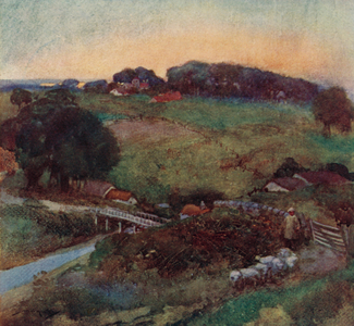 Illustration for The Deserted Village by Oliver Goldsmith (colour litho)