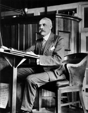 Edward Elgar on 22nd May 1919, conducting recording at the Hayes Studio