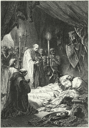 The death of King Louis IX of France, 1270 (engraving)