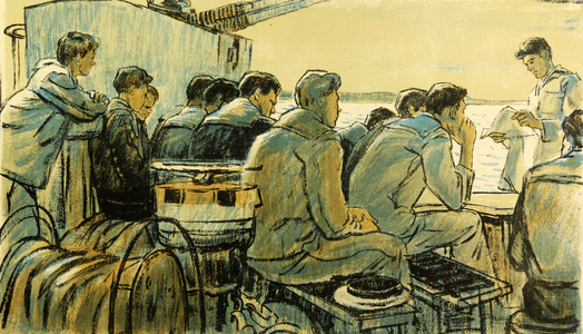 Teaching Political Science, 1959 (colour litho)
