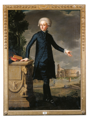Portrait of Don Juan Despuig y Zaforteza, full-length, in a black suit, signed and inscribed, 1778 (oil on canvas)