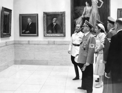 Adolf Hitler in the House of German Art in Munich, 1939 (b/w photo)