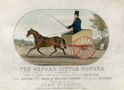 The Oxford Little Wonder.  Speed - London to Oxford and back in 20 hours (coloured engraving)