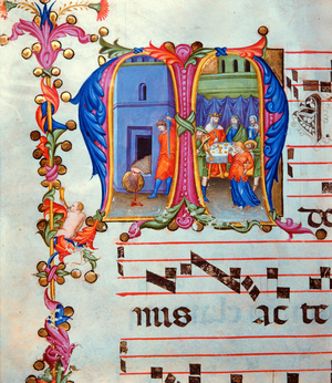 Antiphonary in note 7, a book which contains the chants to be sung by the choir during mass (parchment)