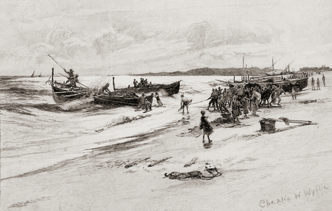 On the coast of Calabria, Italy, by Charles William Wyllie (1859-1923) from "The Picturesque Mediterranean" circa 1890