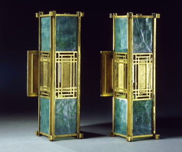 Two wall sconces, c.1902 (glass and bronze gilt)