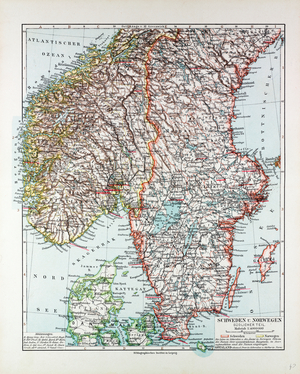 Map of the Southern Part of Norway and Sweden 1899