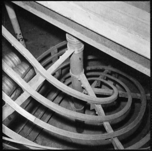 A barrel shute at McMullen's Hertford Brewery, Mcmullen'S Brewery, Hartham Lane, Hertford, East Hertfordshire, Hertfordshire, UK, 1967 (b/w photo)