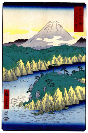 Japan: Lake at Hakone. Image 21 of '36 Views of Mount Fuji. Utagawa Hiroshige (portrait / vertical edition first published 1858)