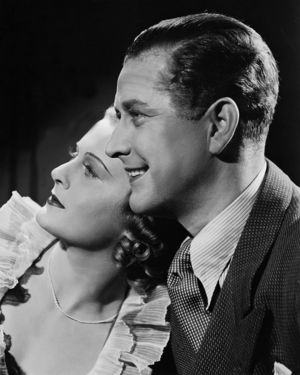 Marika Roekk and Hans Soehnker in 'Und Du mein Schatz faehrst mit', 1937 (b/w photo)
