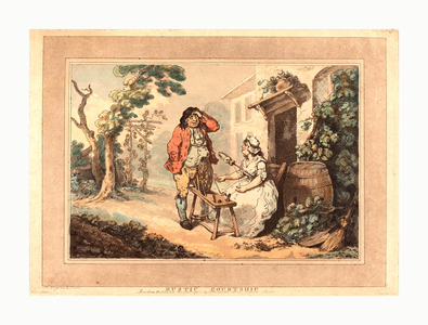 Rustic Courtship, 1785, Hand-Colored Etching and Aquatint, Rosenwald Collection