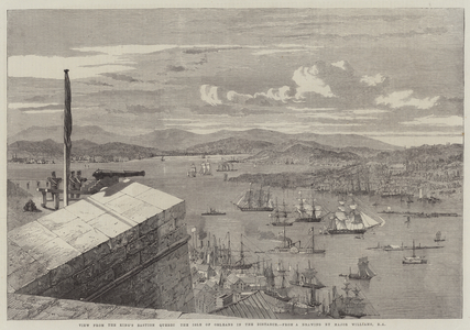 View from the King's Bastion Quebec the Isle of Orleans in the Distance (engraving)