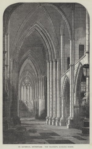 St Saviour's, Southwark, The Transept, looking North (engraving)