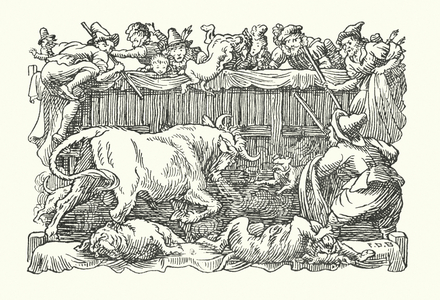 Merrie England: Bull baiting (litho)