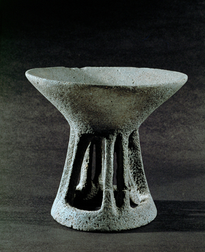 Incense stand hewn from a single basalt block, from Beersheba, Israel