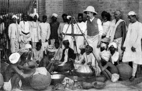 India: Weighing opium at a government factory in India, late 19th century
