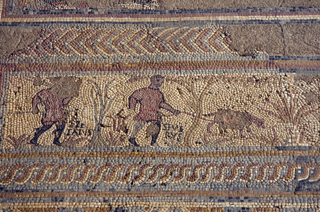 Europe, Portugal, Conimbriga, 1st Century AD Roman site, House of the Fountains, mosaic floor with hunting scene